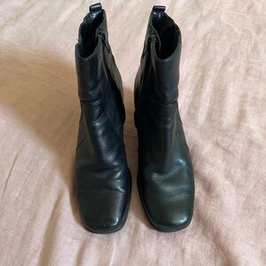Vintage Real Leather Black Ankle Boots